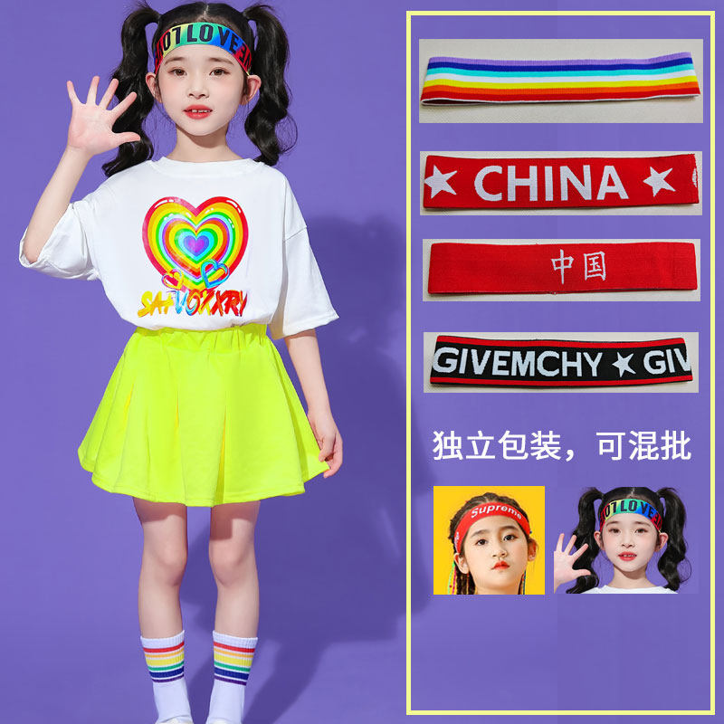儿童运动会发带中国红色头带演出头巾街舞篮球头巾入场式头饰潮流