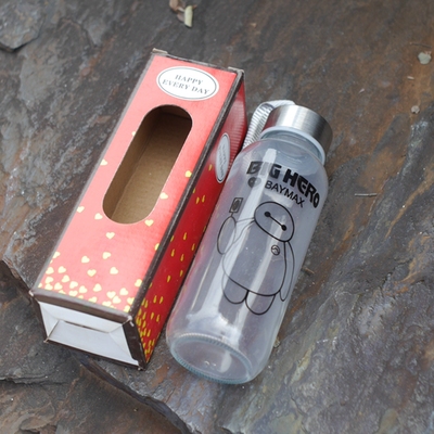 两个价清货300ml玻璃水杯卡通水杯喝水壶耐高温玻璃杯大嘴猴大白