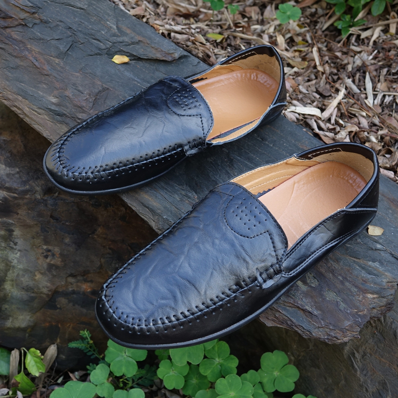 品牌新品牛皮头层手工牛皮鞋开车鞋套脚鞋一脚蹬平底鞋手工鞋男鞋