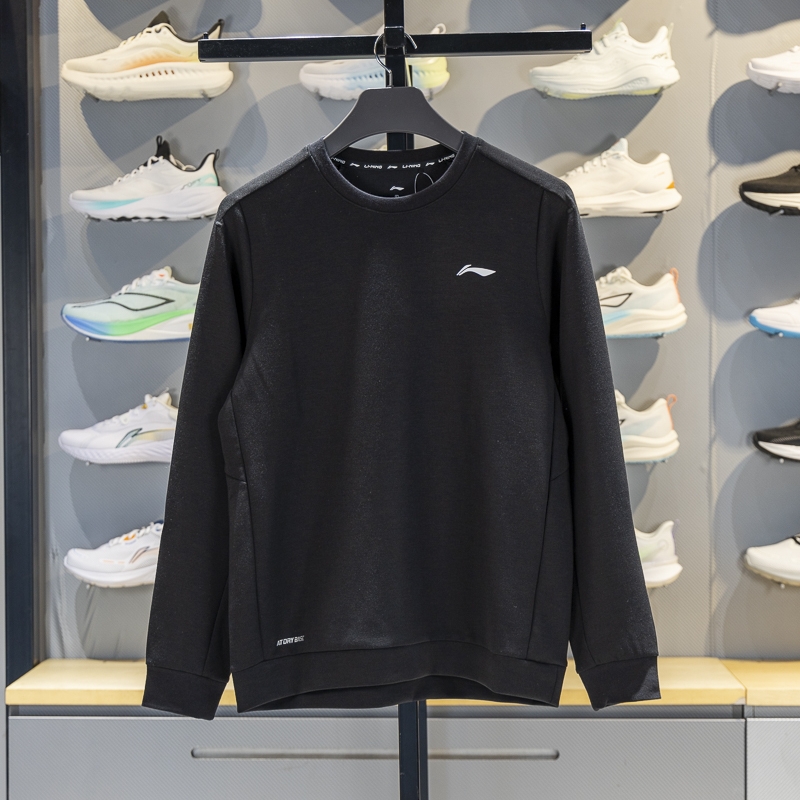 李宁男子圆领针织无帽上衣