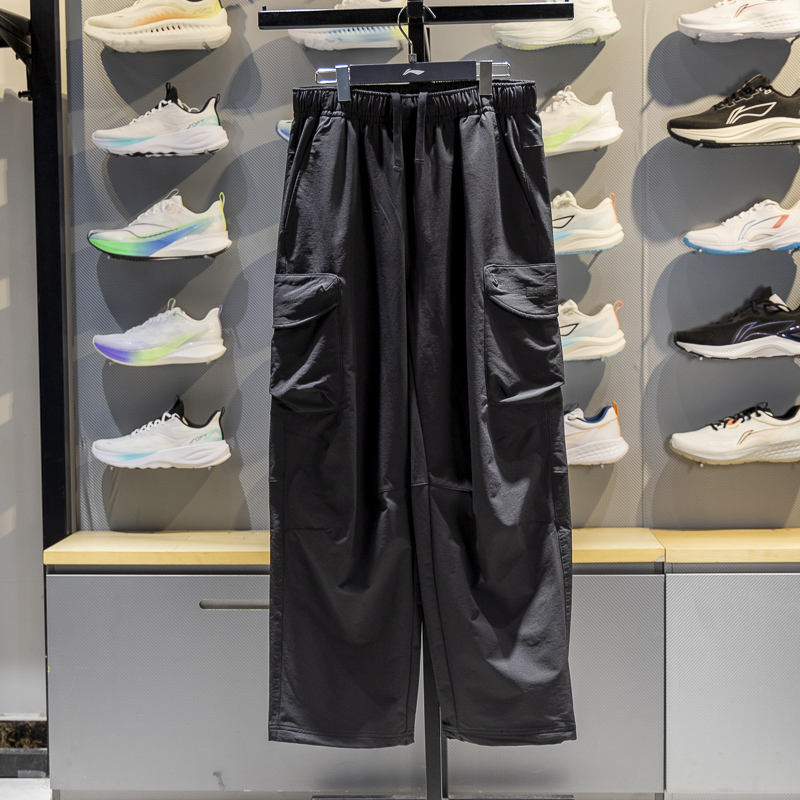 李宁运动裤男子2025冬季反伍BADFIVE加绒保暖宽松直筒卫裤AYKV559