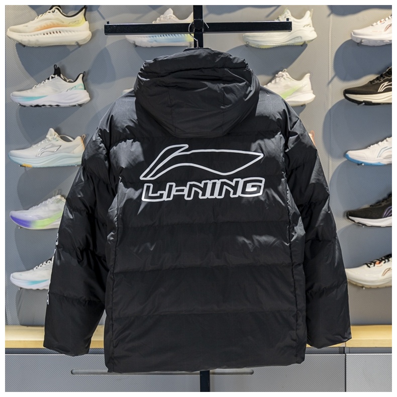 李宁男子棉服2025冬款运动潮流系列CBA男子宽松连帽短棉服AJMV069