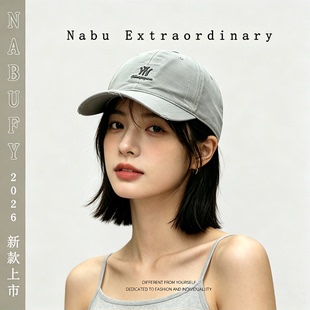 韩版原创水洗小众字母深顶大头软顶棒球帽男简约美式街头鸭舌帽女