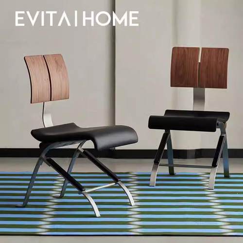 轻奢现代真皮复古餐椅