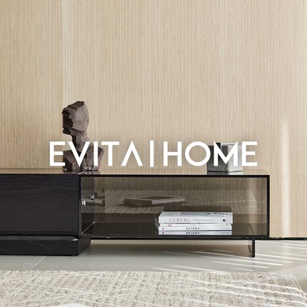 EVITA|Home轻奢现代实木家用客厅简约落地意式极简伸缩玻璃电视柜