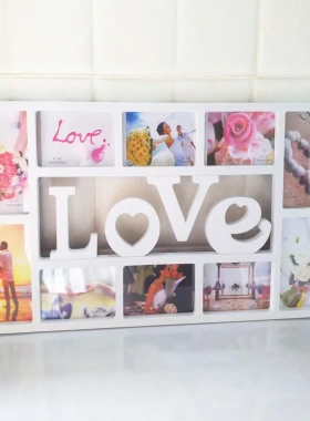 塑料相框6寸7love10孔PVC创意