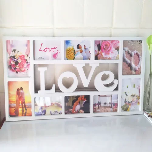 塑料相框6寸7love10孔PVC创意