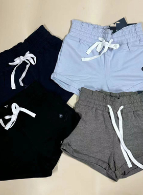 高腰花苞设计抽绳运动休闲短裤显臀显腰～