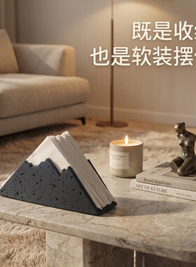 餐巾盒立式三角形擦手纸专用纸巾盒高级洞石餐厅大气上档次纸巾架