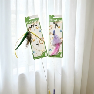 AmyCarol逗猫棒长杆长绳飞趣羽毛响纸响片自嗨解闷网红猫咪玩具