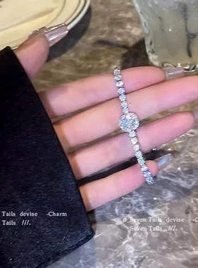 韩版气质微镶锆石手链女生小众抽拉可调节手环个性简约高级感手饰