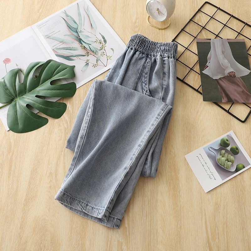高腰显瘦天丝牛仔哈伦九分裤女薄