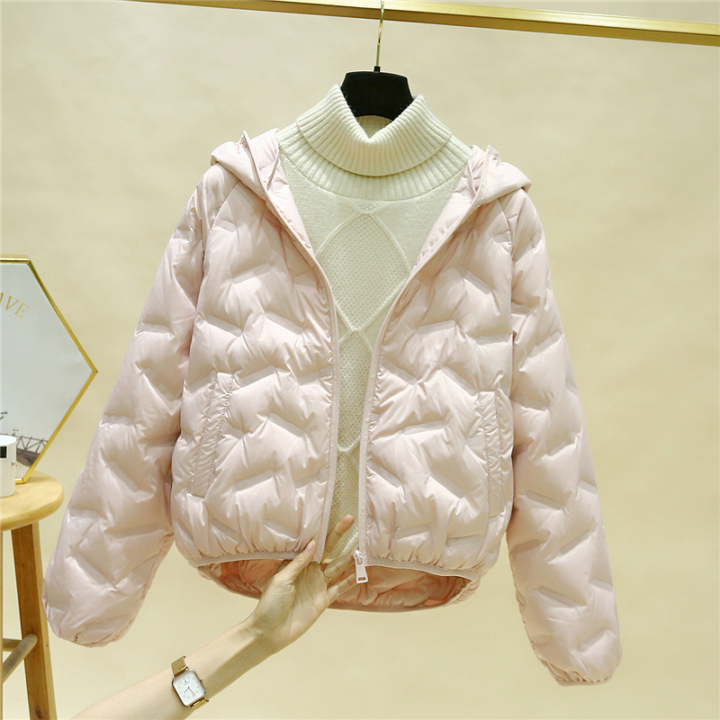 轻薄时尚压花短款羽绒服女外套