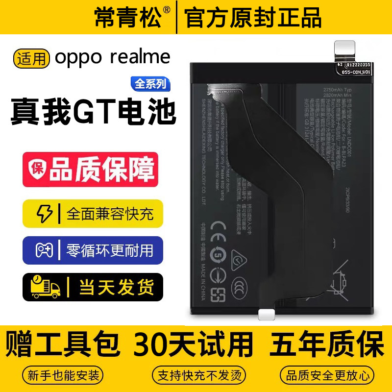 适用Realme真我GTneo5pro大师2探索版3闪速版原装6se/6T手机电池