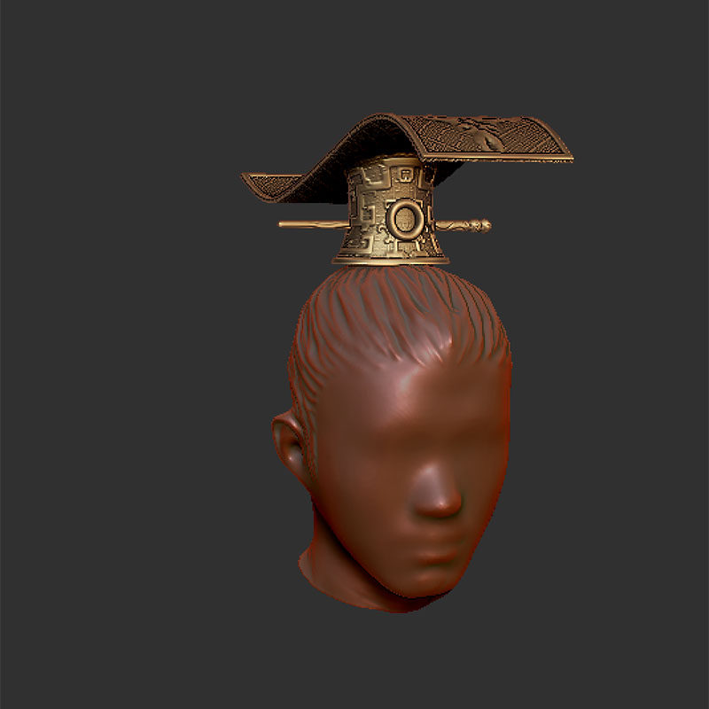 新款3d树脂复古风帝王冠冕大汉天子发冠发簪套装原创设计发饰