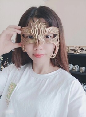 3d古风侠士汉服面具半脸cos表演