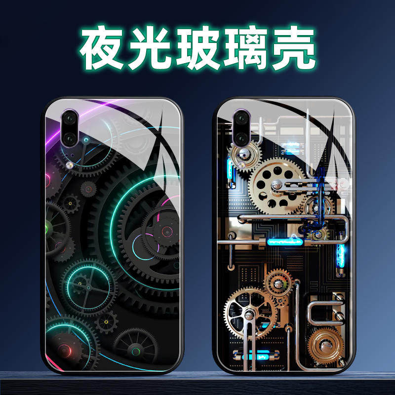 适用华为P20夜光玻璃手机壳P20Pro保护套P10全包Plus防摔软定制薄硅胶金属核心个性女男简约直边潮新款创意情