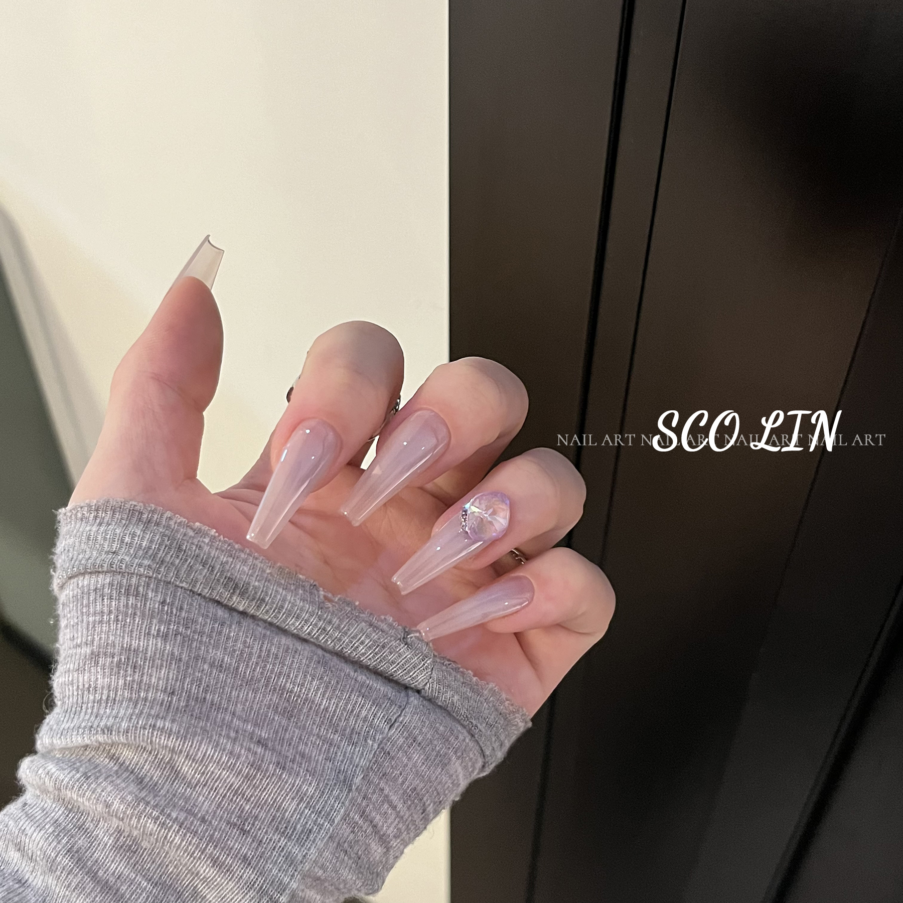 奶腮紫施华洛长芭蕾穿戴甲