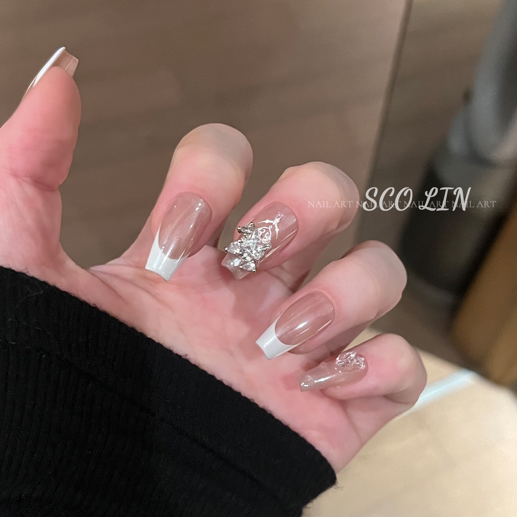 法式白缎面短短芭蕾穿戴甲