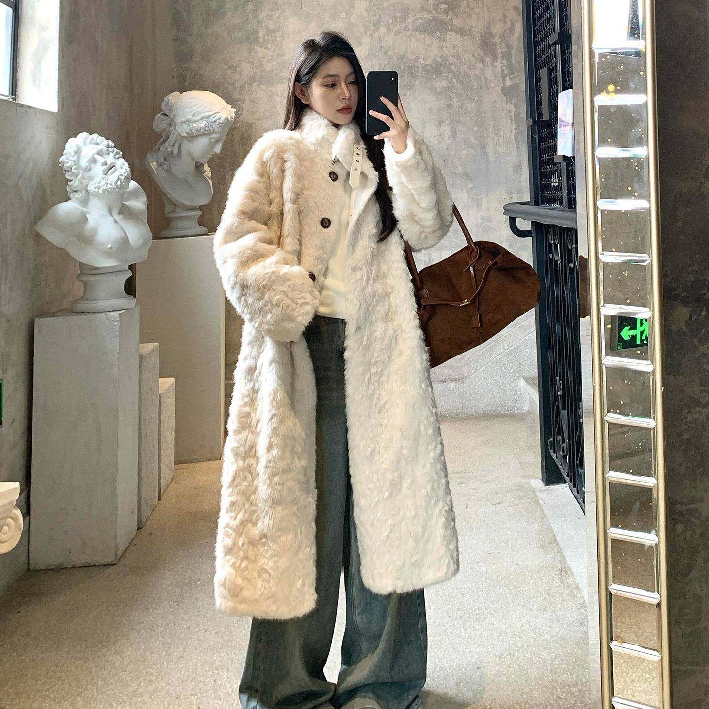 冬季长款立领小湖羊毛毛外套女宽松遮肉显瘦皮毛一体环保皮草大衣,女装/女士精品,皮草,淘宝优惠券,粉丝福利购,淘宝优惠卷