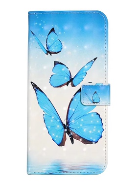 三只蝴蝶适用iphone16/15/14/13promax苹果12/11promax/xsmax/XR翻盖手机壳6s皮套7/8plus