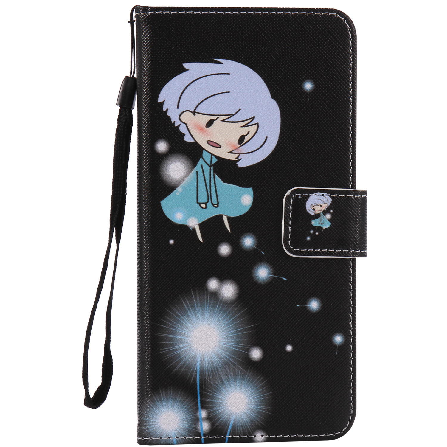 蒲公英女孩iphone8plus翻盖手机壳苹果7彩绘防摔6S保护皮套5S男女