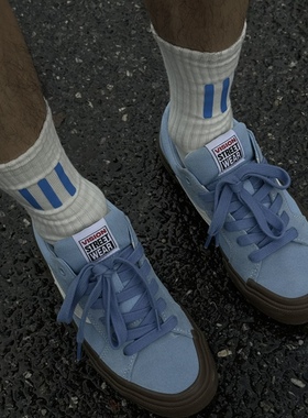 早见川男士夏季中筒袜纯棉潮流长袜薄款白色短袜青少年运动袜子