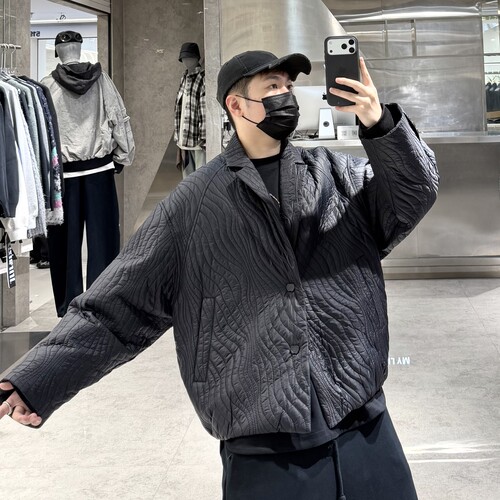 潮牌冬季西装款鹅绒服男ins韩版老钱风高级感宽松青年保暖羽绒衣