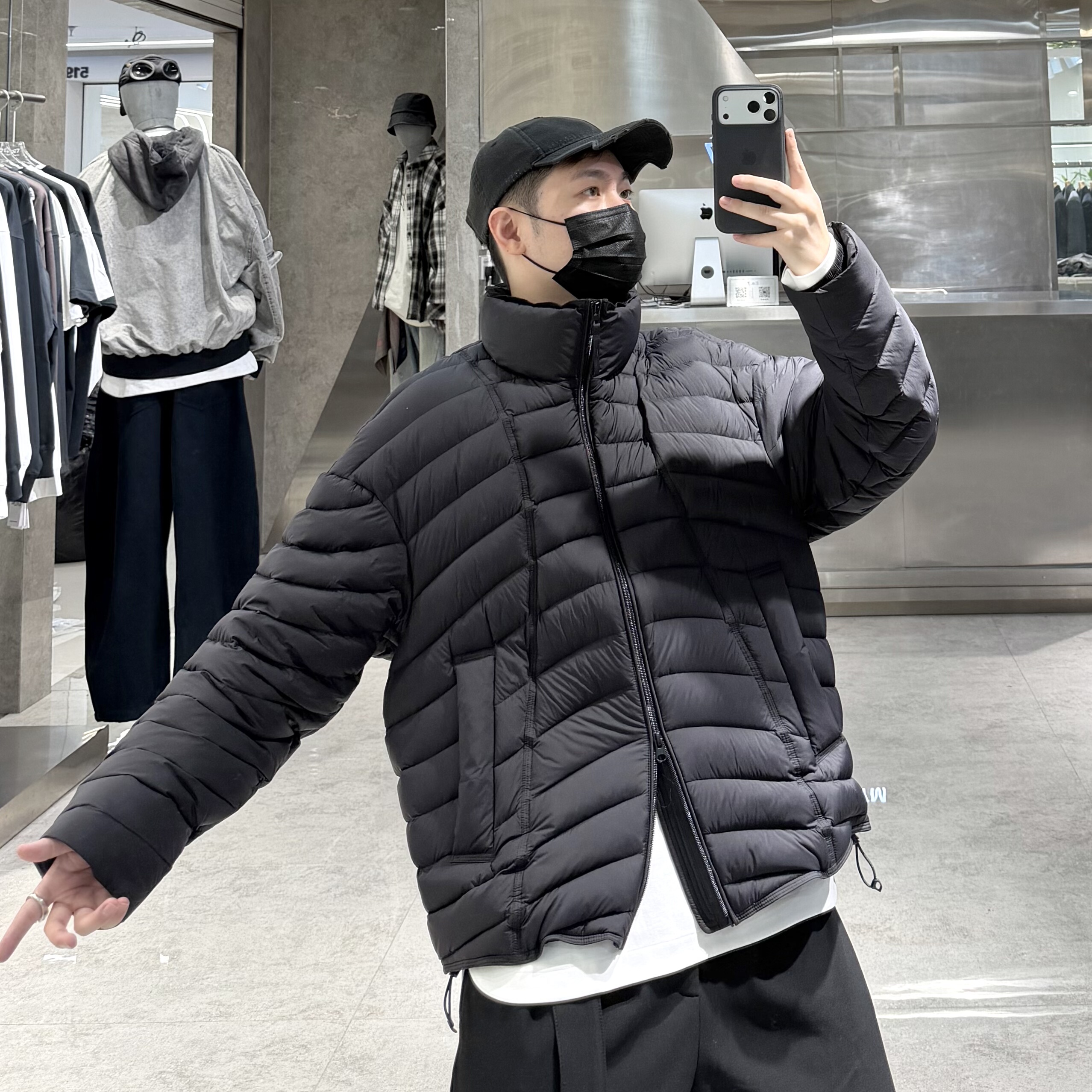 潮牌冬季立领羽绒服男韩版排骨结构轻薄宽松青年保暖情侣羽绒外套