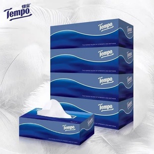 tempo得宝抽纸盒装硬盒纸巾餐巾纸面巾纸原木纸盒装18盒无香