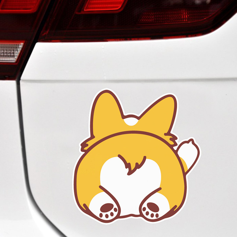 包邮可爱萌萌的萌宠柯基屁屁爱心汽车后窗贴纸防水防划痕反光贴