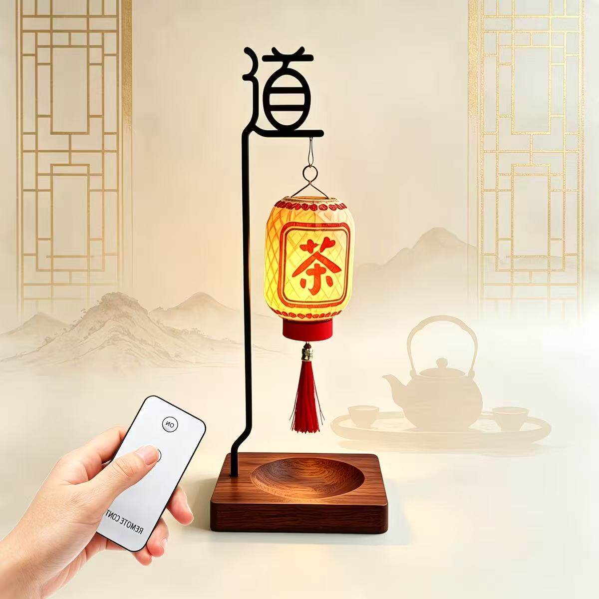 潮汕迷你竹编油纸灯笼摆件中式春节中秋结婚遥控发光艺术家居茶饰图片