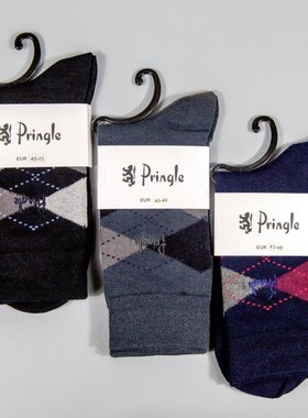 pringle新款原单棉男袜刺绣中筒无骨缝合英伦绅士袜吸汗排湿舒适