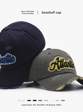 棒球帽女软顶户外欧美字母刺绣男士帽子时尚软顶水洗大头围