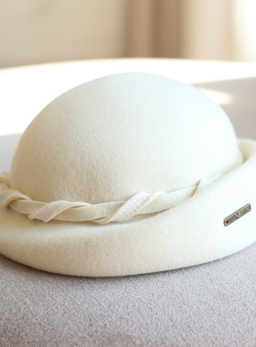 秋冬日系复古休闲羊毛呢贝蕾帽画家帽时装毡帽子百搭英伦短檐