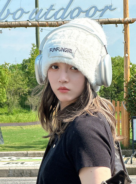 秋冬季新款针织帽子女韩国简约百搭保暖套头帽防风抗寒护耳毛线帽