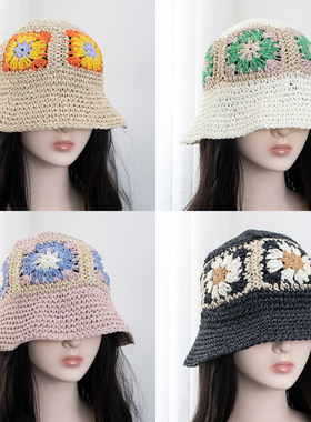 2024新款草帽女夏季防晒遮阳帽子海边沙滩可折叠渔夫帽旅游