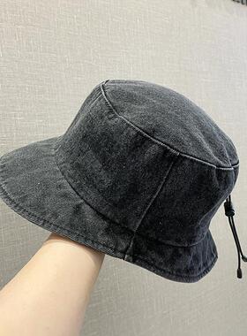 水洗做旧牛仔渔夫帽子女春夏季新款百搭个性潮不规则沿盆帽显脸小