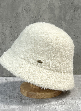 高品质素颜遮脸水桶帽女秋冬羊毛渔夫帽子保暖护耳盆帽百搭显脸