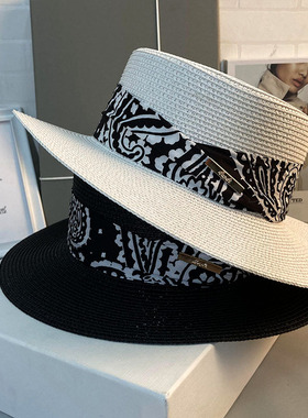 帽子女夏季遮阳防紫外线沙滩太阳帽百搭礼帽文艺复古平顶草帽