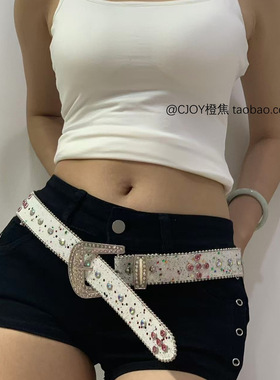 y2k欧美辣妹亮片ins腰带装饰时尚水钻个性朋克牛仔裤皮带2025新款