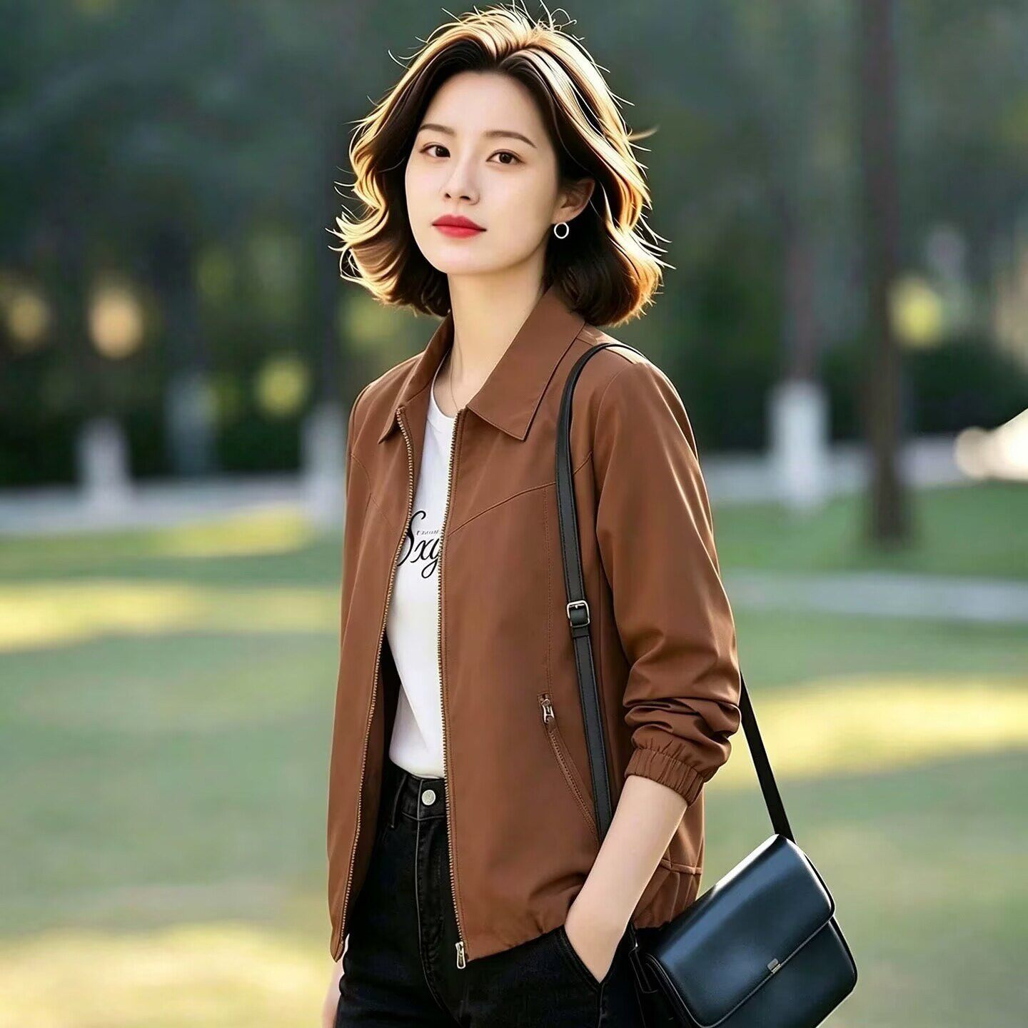 维干精选女装店早秋季风衣外套2026新款女士翻领短款休闲开衫上a4