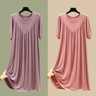 惠瑞发女装夏季莫代尔睡裙女款2026新款春大码胖MM睡衣百褶大摆a1