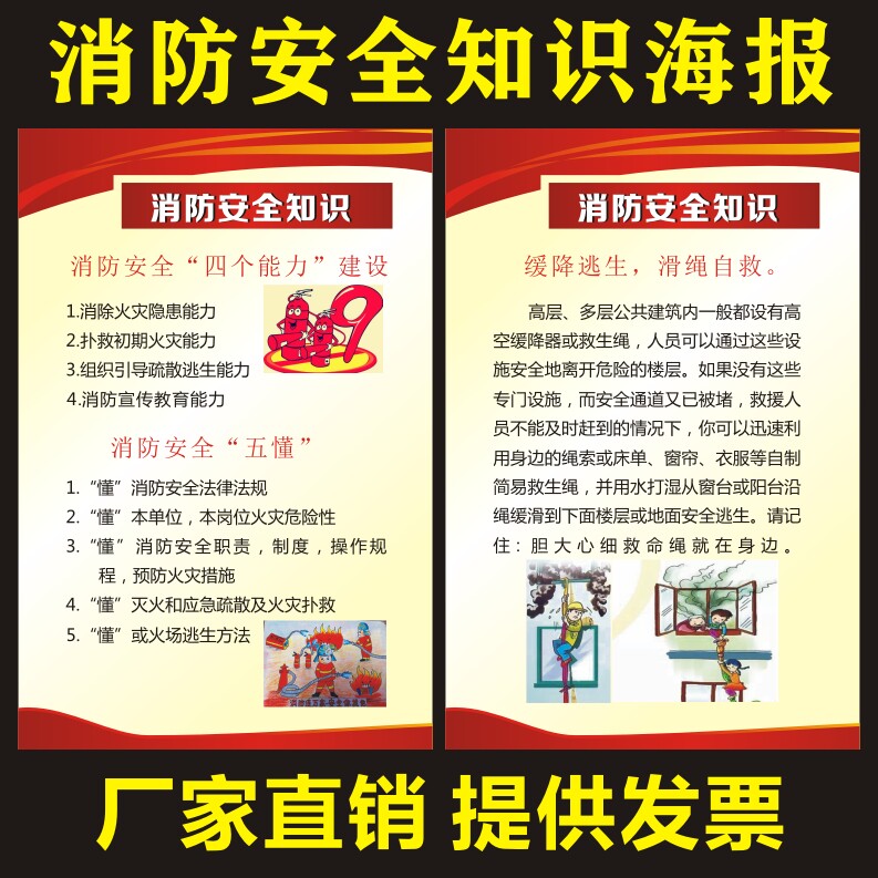 消防安全知识宣传挂图海报标识牌学校企业安全教育防踩踏展板墙贴