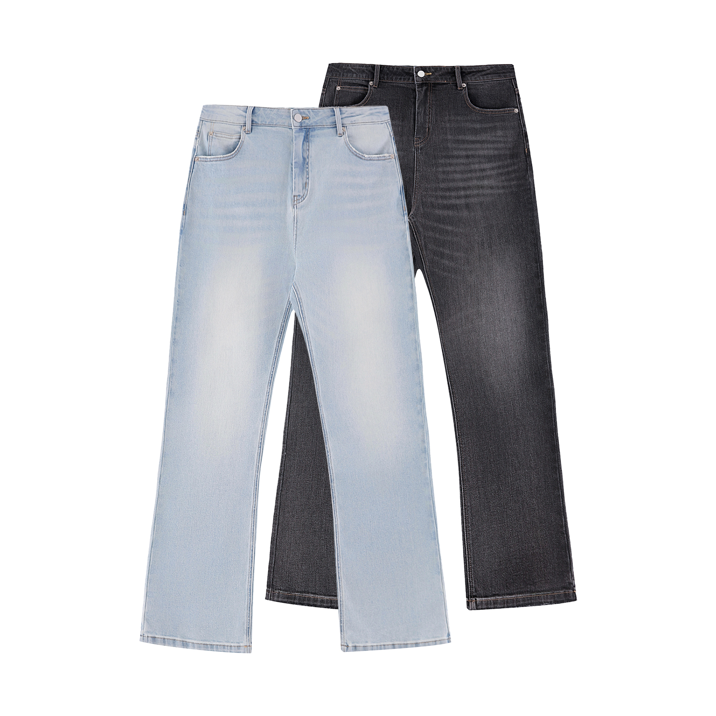 ANYWEAR 弹力牛仔 2.0 复古落色猫须弹力微喇牛仔裤夏季长裤