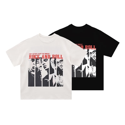 ANYWEAR Rock On摇滚乐队短袖男复古剪影vintage280g纯棉圆领T恤