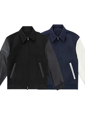 ANYWEAR 春季美式复古vibe风上衣拼接夹克翻领棒球服cleanfit外套