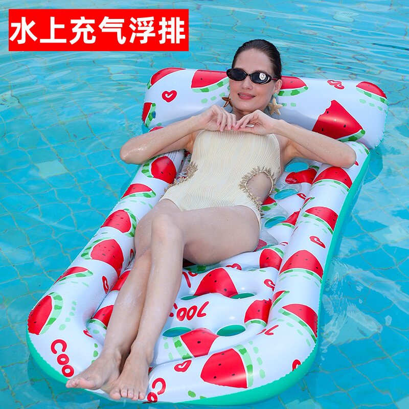 圆洞西瓜派对充气浮床游泳圈