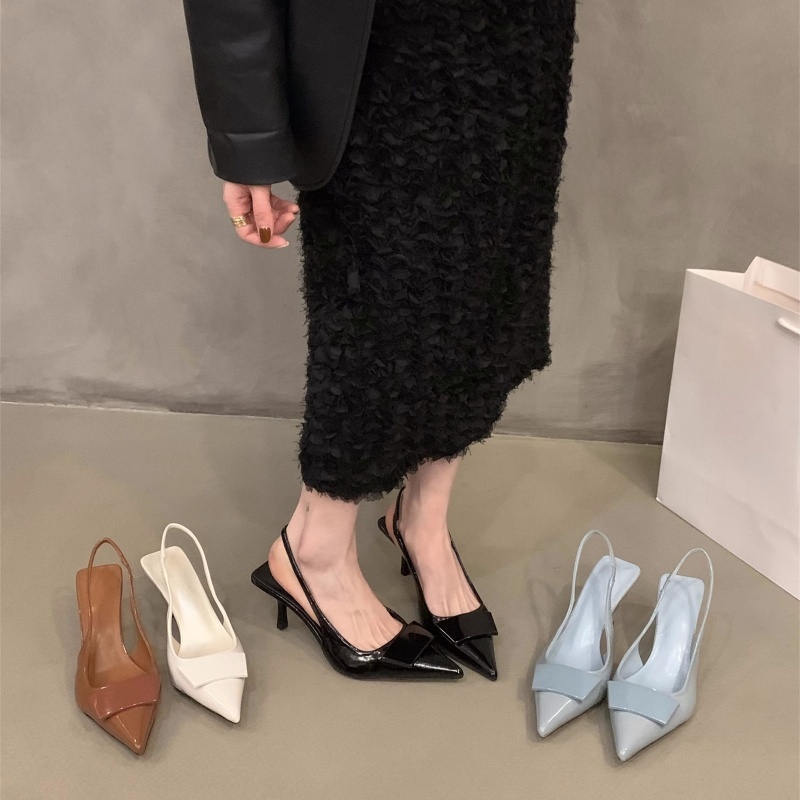 青蕴夏季细跟小众法式包头凉鞋