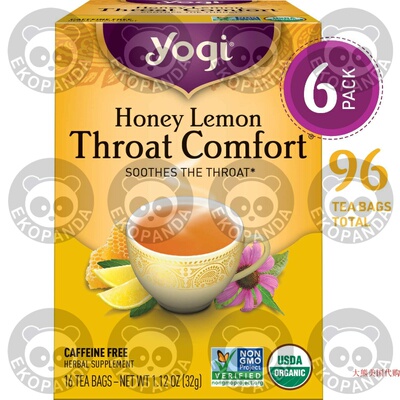 Yogi Tea, Throat Comfort Honey Lemon, 16 Count (Pack of 6)